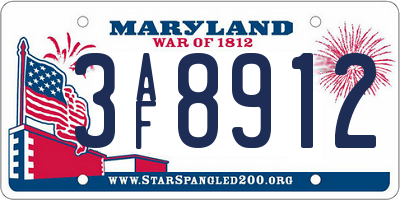 MD license plate 3AF8912