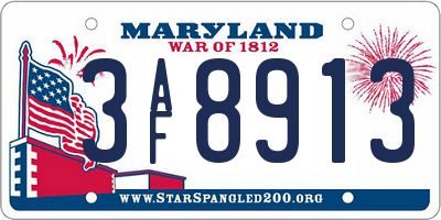 MD license plate 3AF8913