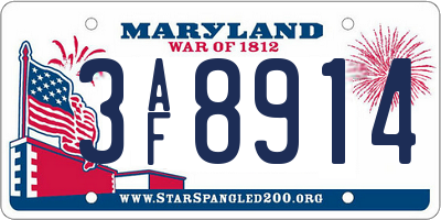 MD license plate 3AF8914