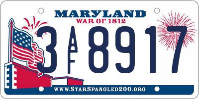 MD license plate 3AF8917