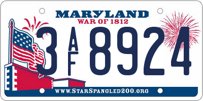 MD license plate 3AF8924