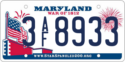 MD license plate 3AF8933