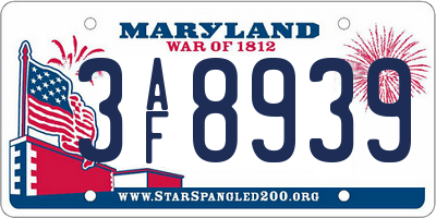 MD license plate 3AF8939
