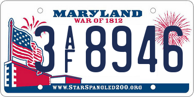 MD license plate 3AF8946