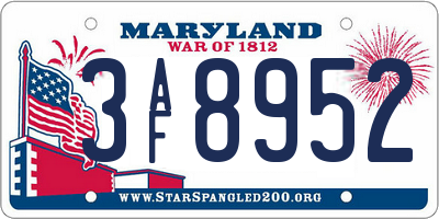 MD license plate 3AF8952