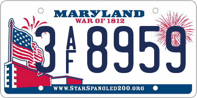 MD license plate 3AF8959