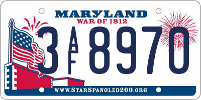 MD license plate 3AF8970