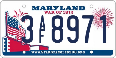 MD license plate 3AF8971