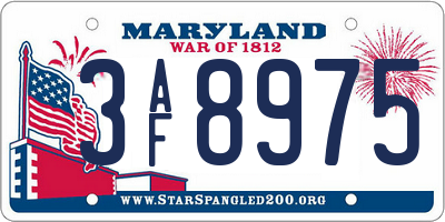MD license plate 3AF8975