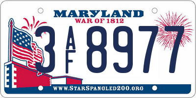 MD license plate 3AF8977