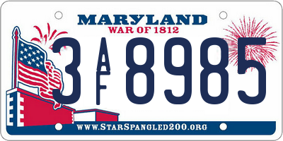 MD license plate 3AF8985