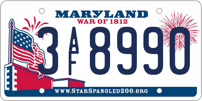 MD license plate 3AF8990