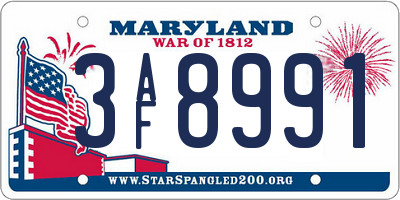 MD license plate 3AF8991