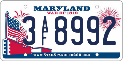 MD license plate 3AF8992