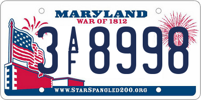 MD license plate 3AF8998