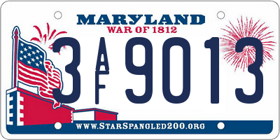 MD license plate 3AF9013