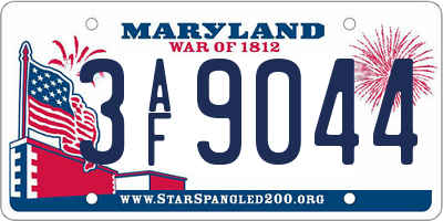 MD license plate 3AF9044
