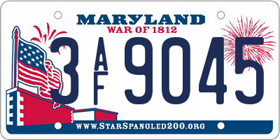 MD license plate 3AF9045