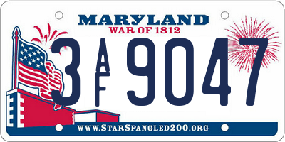 MD license plate 3AF9047