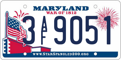 MD license plate 3AF9051