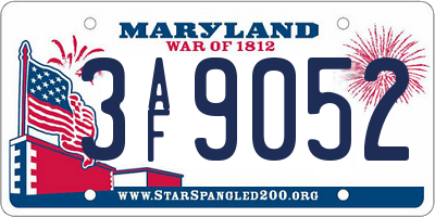 MD license plate 3AF9052