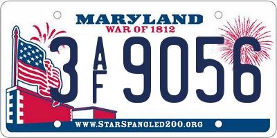MD license plate 3AF9056