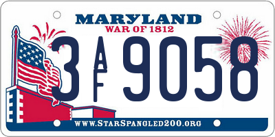 MD license plate 3AF9058
