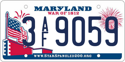 MD license plate 3AF9059