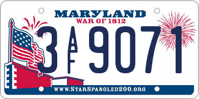 MD license plate 3AF9071