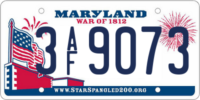 MD license plate 3AF9073