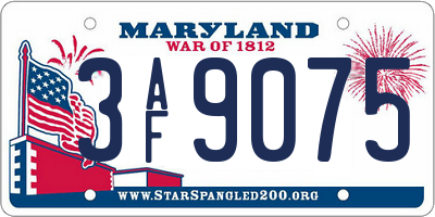MD license plate 3AF9075