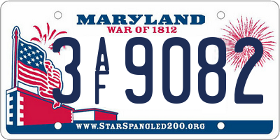 MD license plate 3AF9082