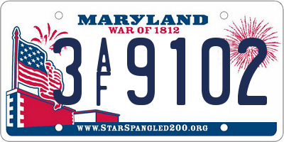 MD license plate 3AF9102