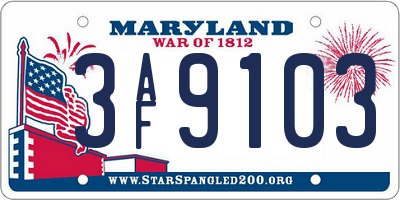MD license plate 3AF9103