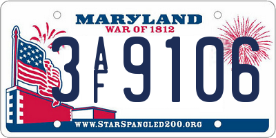 MD license plate 3AF9106