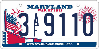 MD license plate 3AF9110