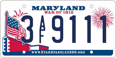 MD license plate 3AF9111