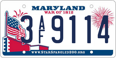 MD license plate 3AF9114