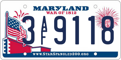 MD license plate 3AF9118