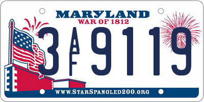 MD license plate 3AF9119