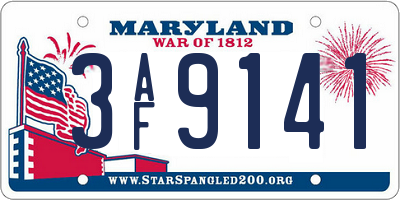 MD license plate 3AF9141