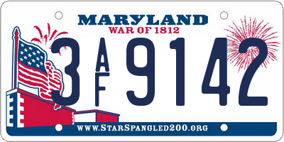 MD license plate 3AF9142