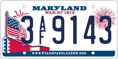 MD license plate 3AF9143