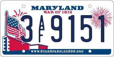 MD license plate 3AF9151