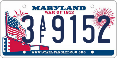 MD license plate 3AF9152