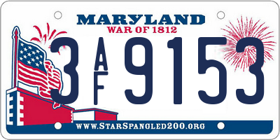 MD license plate 3AF9153