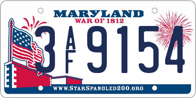 MD license plate 3AF9154