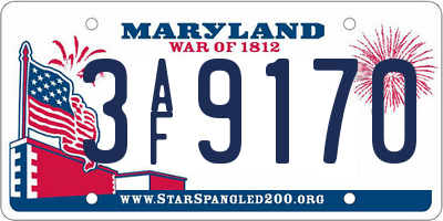 MD license plate 3AF9170