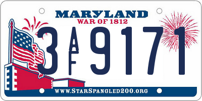 MD license plate 3AF9171