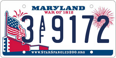 MD license plate 3AF9172